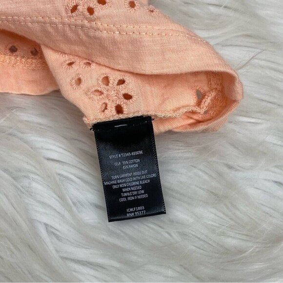 Sanctuary Women’s Peach Flutter Cap Sleeve Floral Eyelet Tunic Blouse S/C39 - Picture 7 of 9